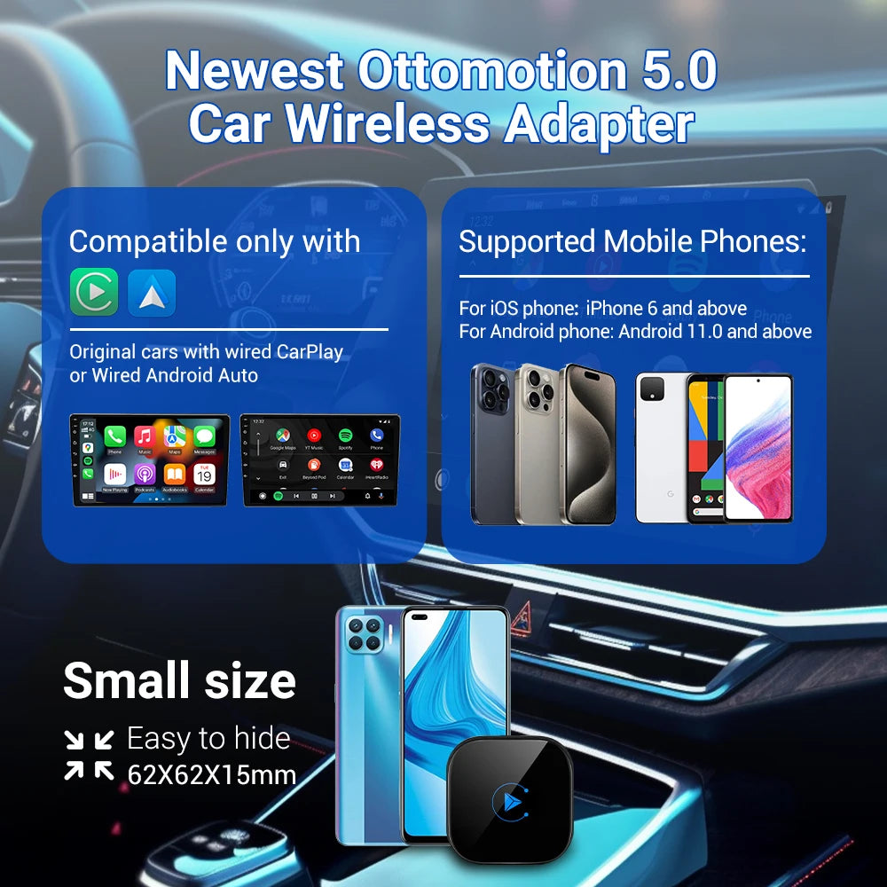 Wireless Apple CarPlay Android Auto Adapter Car Play Dongle for Audi Honda Hyundai OEM Wired CP AA Car Smart TV Box