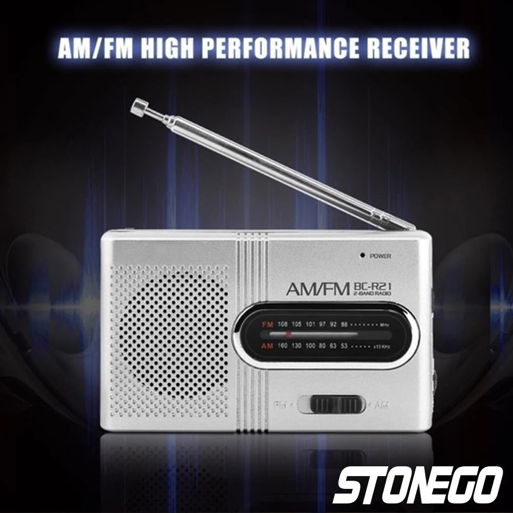 STONEGO Multipurpose Portable AM/FM Mini Radio Universal Stereo Speakers