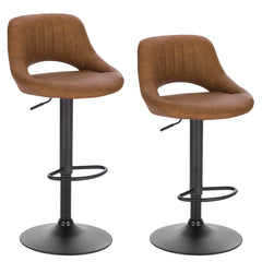 Faux Leather Bar Stools with Backrest 360° Rotatable