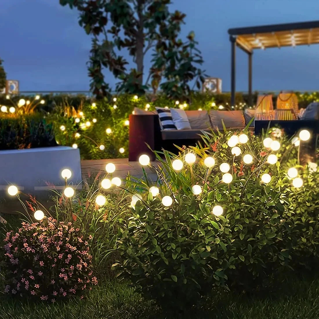 LED Solar Garden Lights Powered Firefly Lights Outdoor Waterproof Vibrant Garden Lights