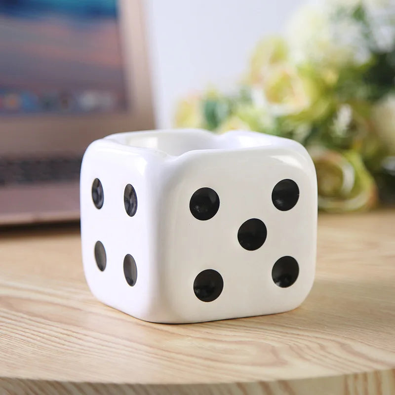 1PC Creative Ceramic Cigarette Ashtray Dice Shaped  Ash Tray Desk Accessories for Home Office