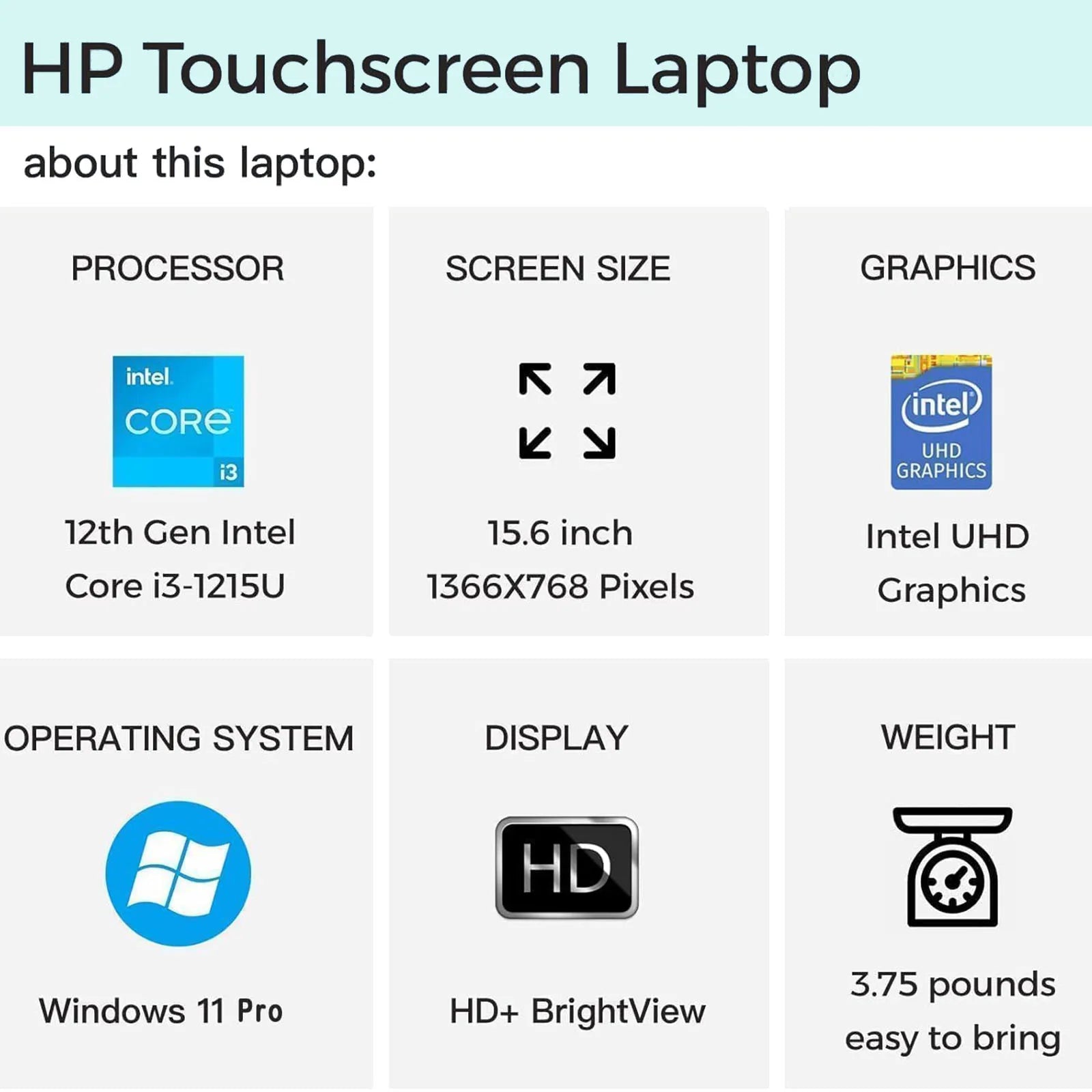 HP 2024 Business Laptop, 15.6" Touchscreen Laptop, Intel Core i3-1215U, Up To 64GB RAM, 2TB SSD, Intel UHD Graphics, Silver