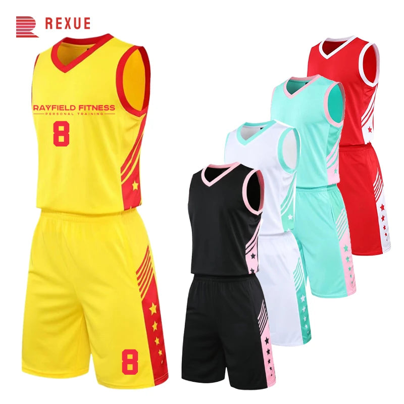 Boys Girls Mesh Basketball Clothes Men's Basketball Jersey and Shorts