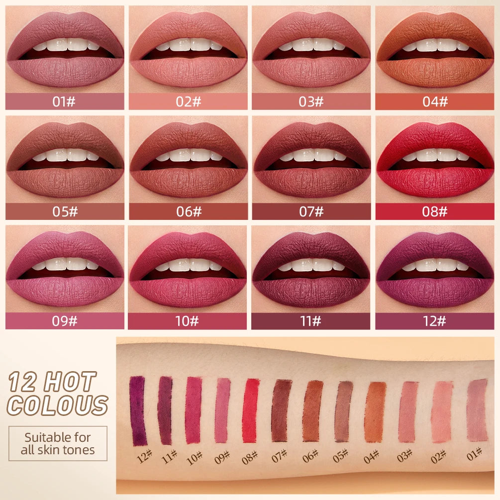 Matte Lipstick Pen Nude Pink Brown Solid Lip Gloss