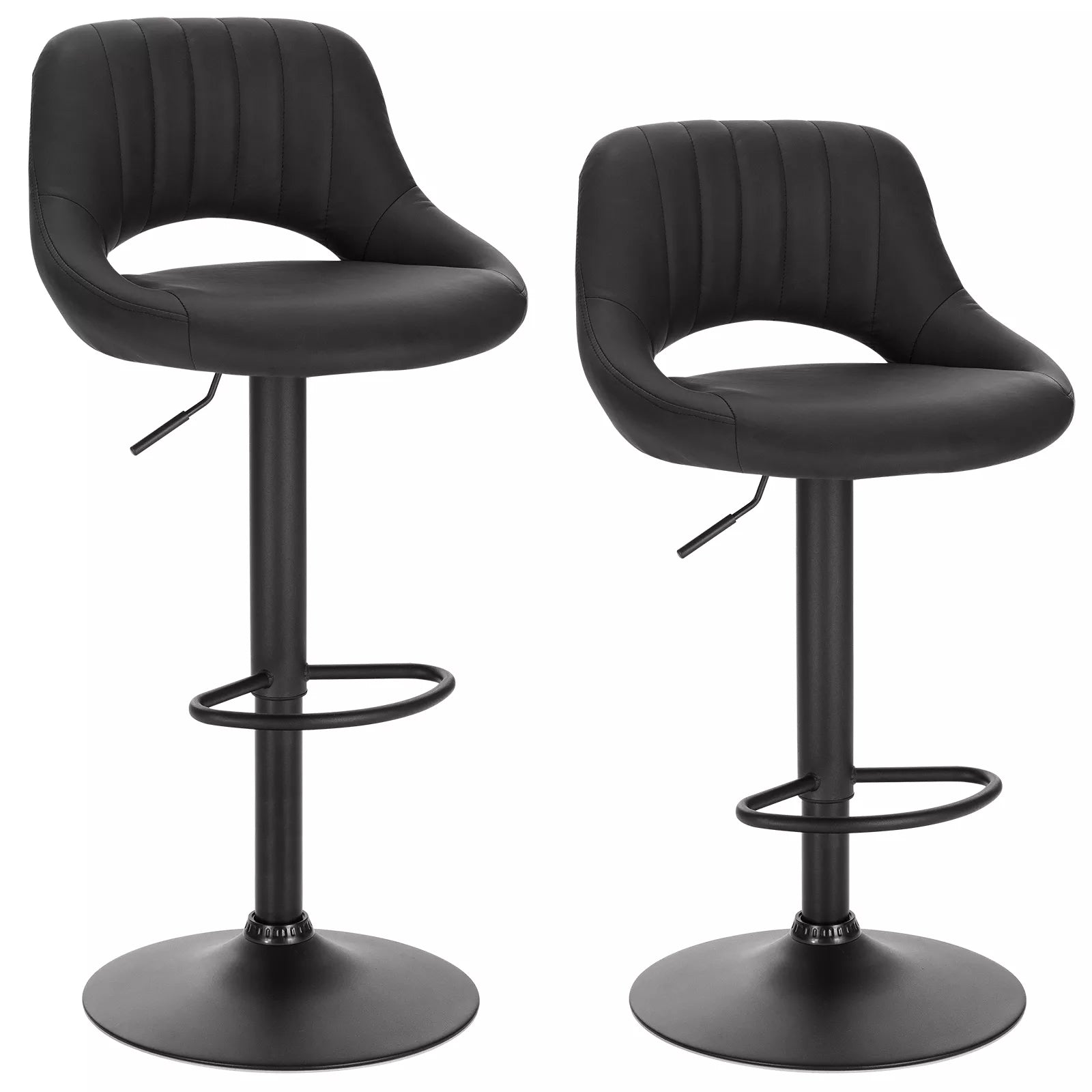 Faux Leather Bar Stools with Backrest 360° Rotatable