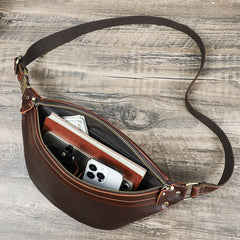 CONTACT'S Men's Waist Bag Genuine Leather Waist Pack Travel Fanny Belt Bag Phone Pouch Luxury Handbag Male Crossbody Chest Bag