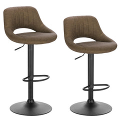 Faux Leather Bar Stools with Backrest 360° Rotatable