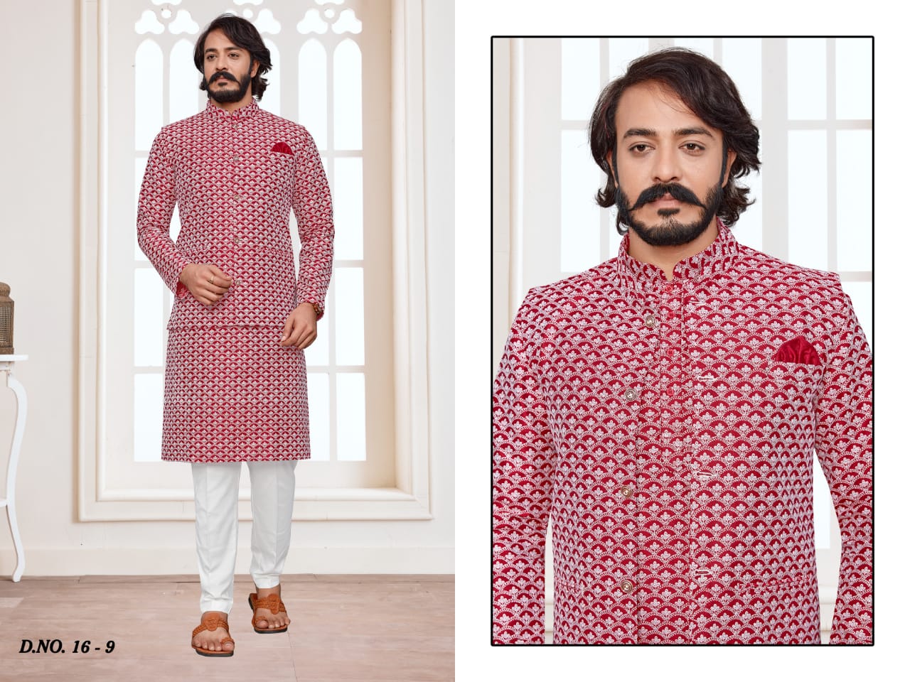 Cotti New Collection Of Mens Ethnic Stylish Dashing Latest Design Lucknawi Nehru Jacket And Kurta Payjama Combo Set