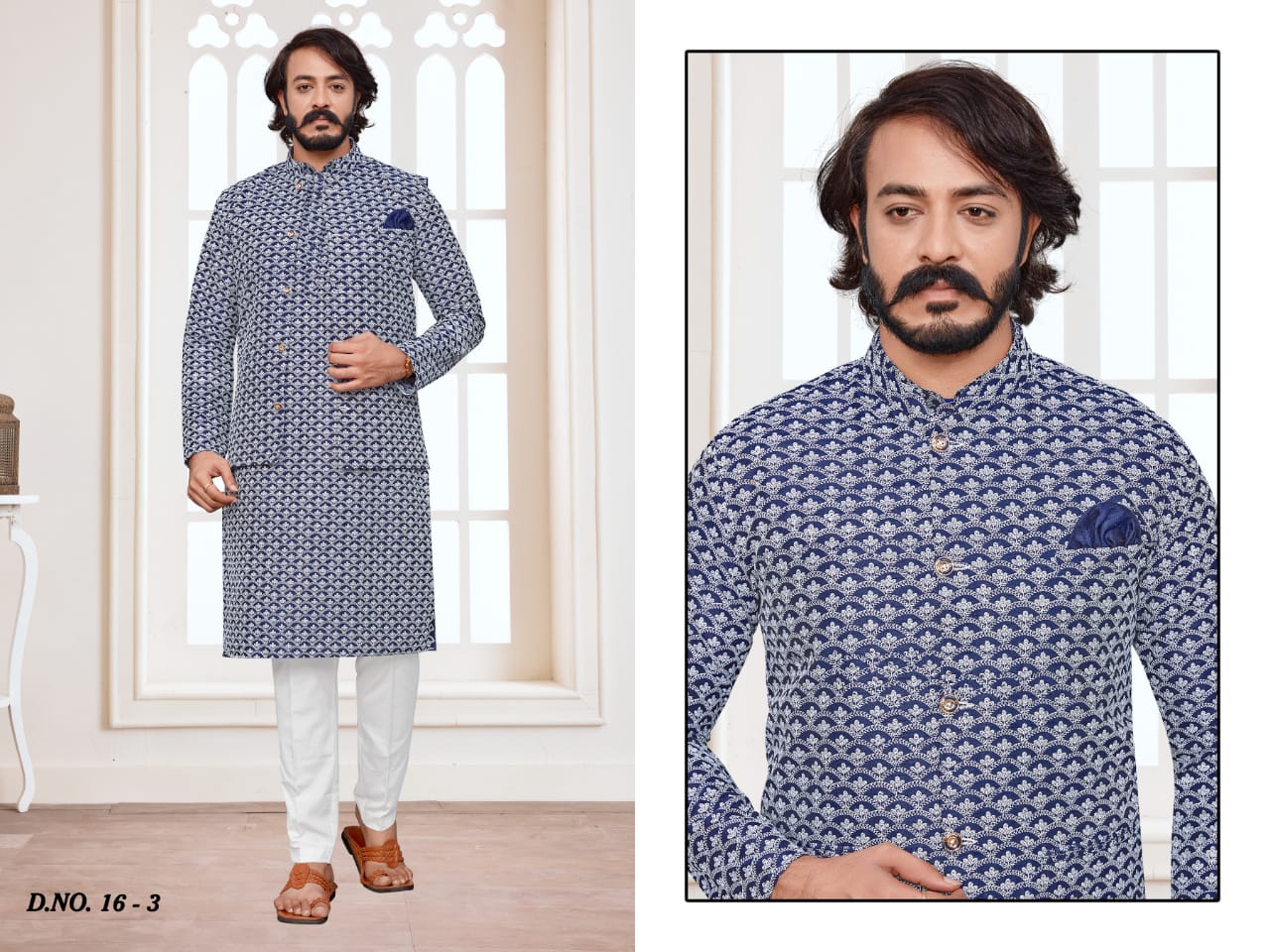 Cotti New Collection Of Mens Ethnic Stylish Dashing Latest Design Lucknawi Nehru Jacket And Kurta Payjama Combo Set