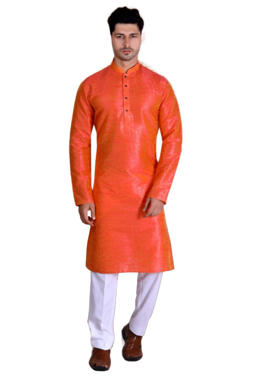 Latest Stylish Classy Rich Look Attractive Solid Ethnic Wear Dashing Mens Silk Kurta Payjama Set