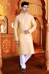 Latest Stylish Classy Rich Look Attractive Solid Ethnic Wear Dashing Mens Silk Kurta Payjama Set