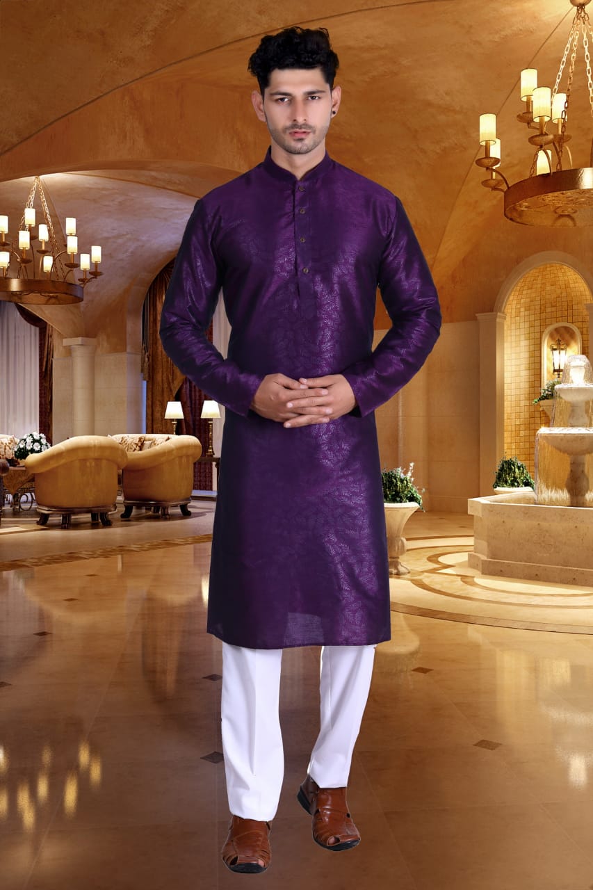 Latest Stylish Classy Rich Look Attractive Solid Ethnic Wear Dashing Mens Silk Kurta Payjama Set