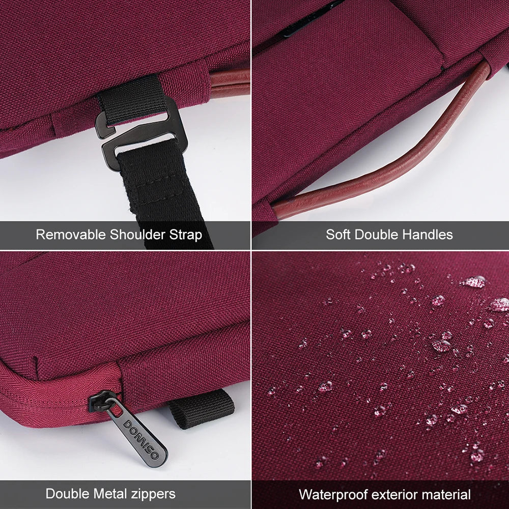 DOMISO Multi-use Strap Laptop Sleeve Bag With Handle For 10" 13" 14" 15.6" 17" Inch Laptop Shockproof Computer Notebook Bag,Red