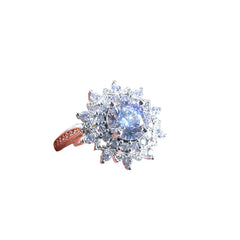 Crystal Ring Elegant Girl Flower Edge Inlay Zircon Ring Charm Bride Eternal Engagement Ring Jewelry