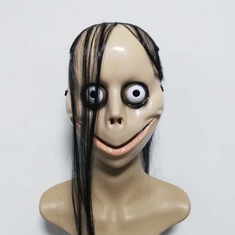 New Halloween Horror With Long Hair MO MO Mask Funny Mask V-shaped Mouth Mask With Hair Female Ghost Mask