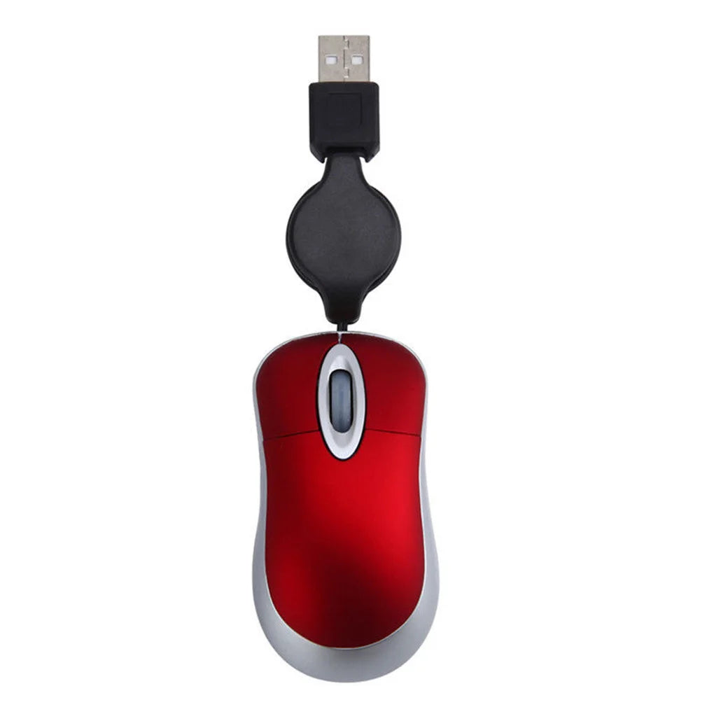 Retractable Mini 1200DPI Wired Mouse USB Optical Mouse Ergonomics Office Gaming Mouse