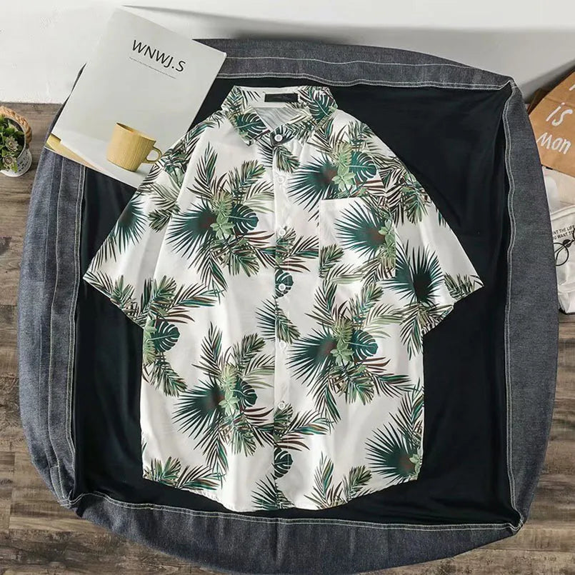 Hawaii Beach Shirt Men Quick Dry Summer Short Sleeve Male Print Casual Shirts