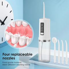 Oral Irrigator +4 Jets 3 Mode USB Rechargeable Water Flosser Portable Dental Water Jet