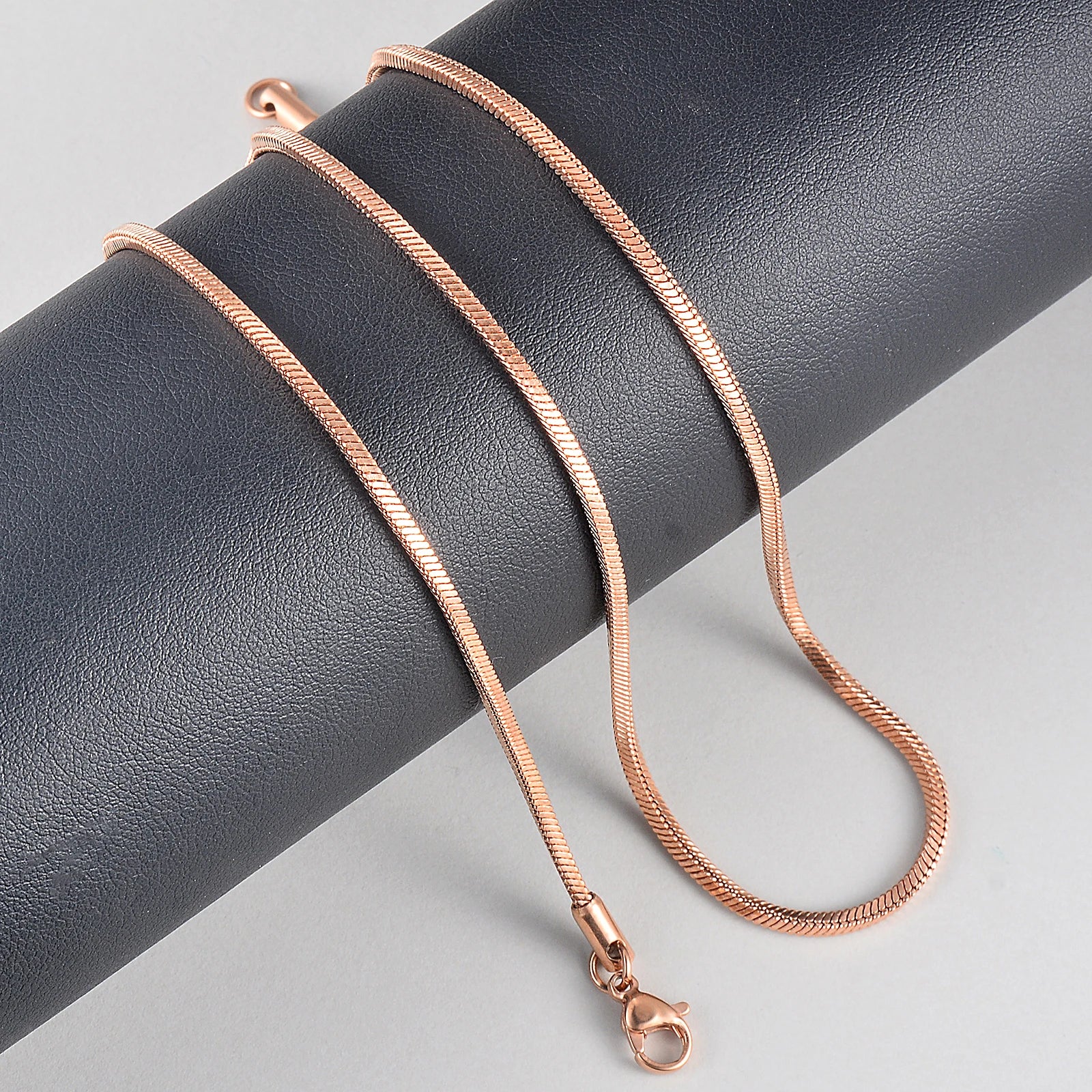 Rose Gold Color Square Snake Chain Women Necklace Jewelry