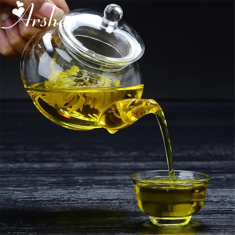 Filterable Heat-resistant Glass Teapot Double Wall or With Stainless Steel Spring Teapot Clear Glass Tea Pot