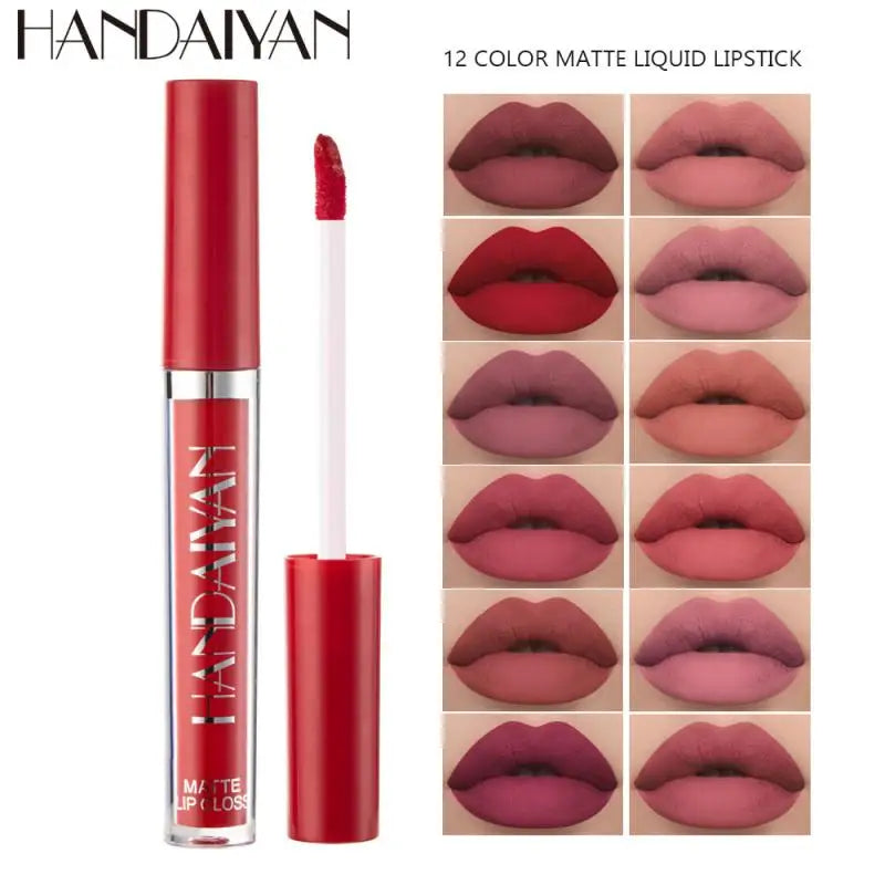 Matte Liquid Lipstick Velvet Pigments Lip Gloss Waterproof Moisturizer Nonstick Cup Lip Tint