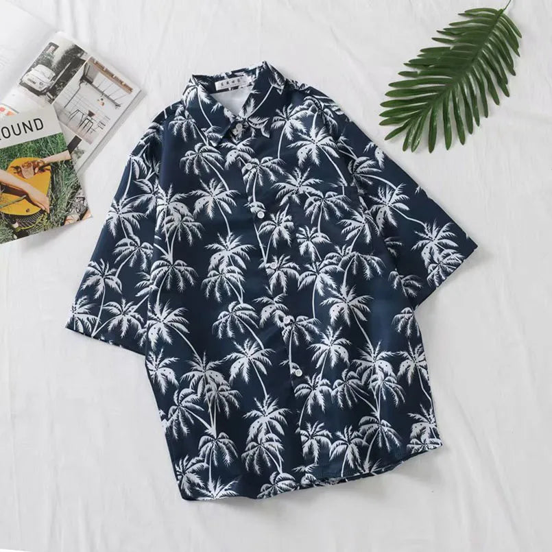 Hawaii Beach Shirt Men Quick Dry Summer Short Sleeve Male Print Casual Shirts