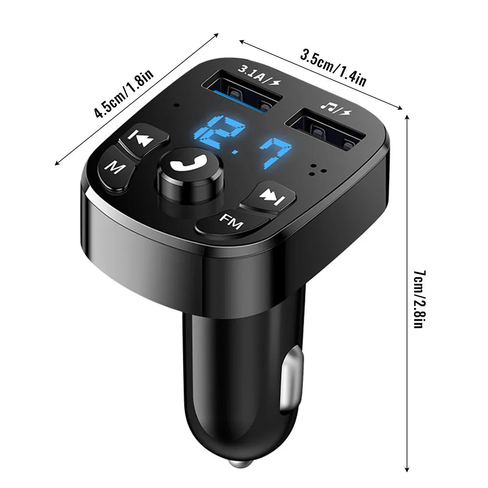 Wireless Car Charger Bluetooth FM Transmitter Audio Dual USB MP3 Player Radio Handsfree Charger 3.1A Fast Charger Car Accessories