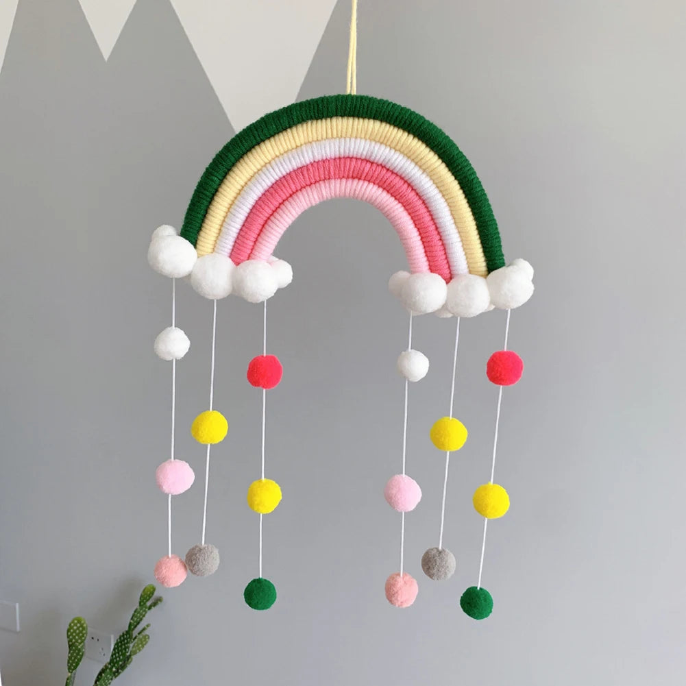 Woven Rainbow Ball Pendant Kids Room Hanging Ornament Balcony Home Wall Decor