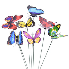 3D Fake Butterflies Props With Stick Real Fly Butterfly Branch Garden Outdoor Decor