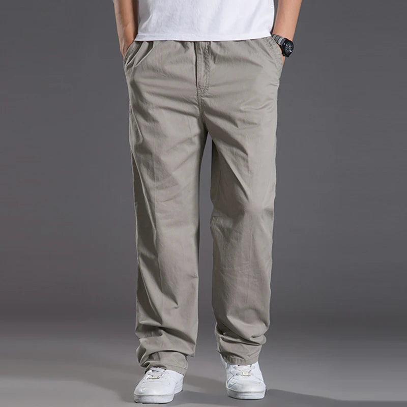 Men s casual Cargo Cotton pants men pocket loose Straight Pants