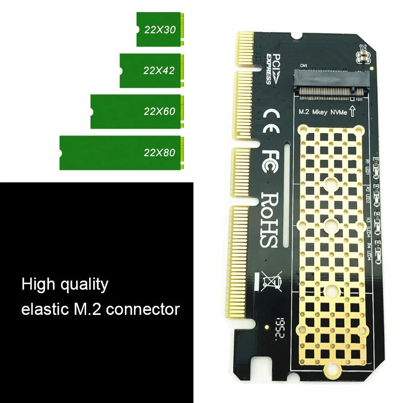 M.2 NVME PCIE to M2 Adapter LED NVME SSD M2 PCIE x16 Expansion Card Computer Adapter Interface M.2 NVMe SSD To PCIE M.2 Adapter