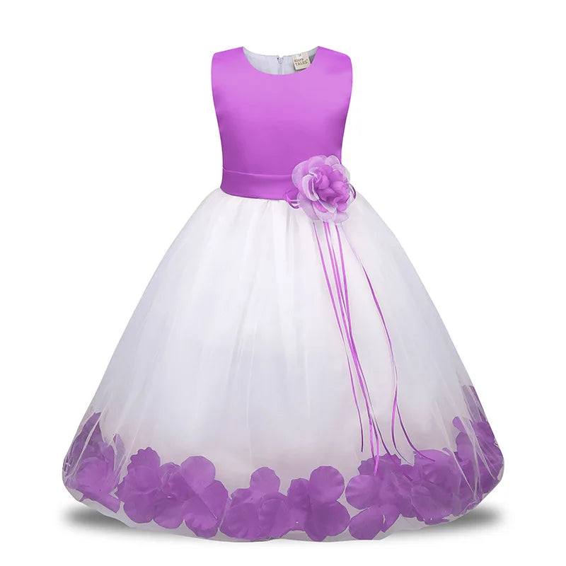 Formal Girls White Dress Princess Tutu Formal Dresses Birthday Ball Gown Evening Flower Toddler Girl Party Clothes