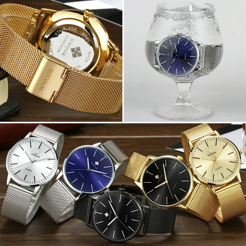 Men Gold Watches  Luxury Brand Men Fashion Quartz Golden Clock Male Simple Sports Waterproof Wrist Watch