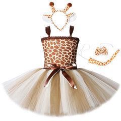 Cute Toddler Girl Giraffe Dress Cartoon Animal Performance Costume Set