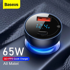 65W USB Car Charger Quick Charge 4.0 3.0 QC4.0 QC3.0 Type C PD Fast Car Charging Charger For iPhone Xiaomi Mobile Phone