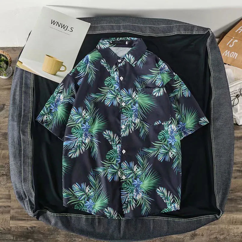 Hawaii Beach Shirt Men Quick Dry Summer Short Sleeve Male Print Casual Shirts