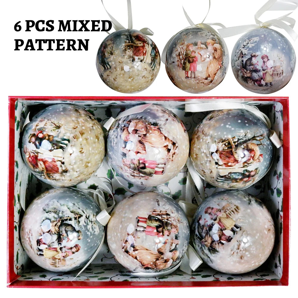 6PCS Xmas Tree Hanging Ball Ornament Decorations Gift New Year Navidad Eazy Hang Ball