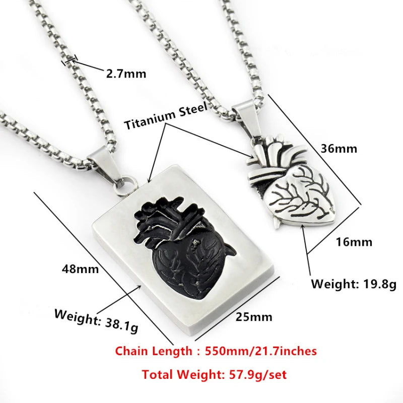 Puzzle Couple Anatomical Heart Pendant Necklace