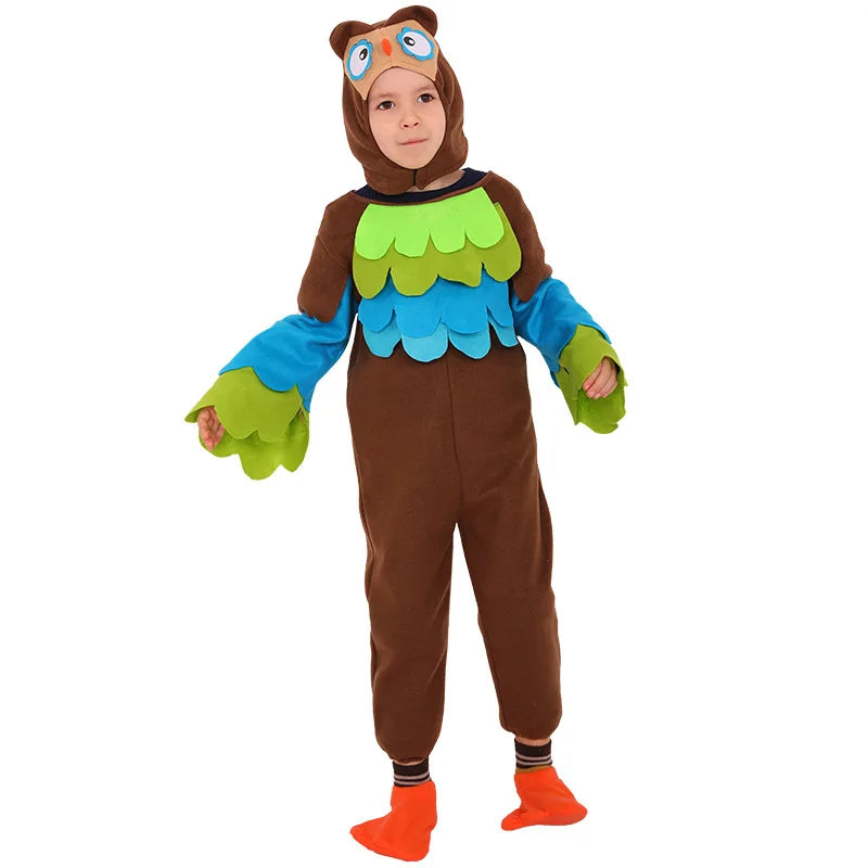 Animal Brown Bear /Owl / Tiger Bodysuit Cosplay Costume For Kids Boys Girls Halloween Party Stage Performance Jumpsuits C50M104