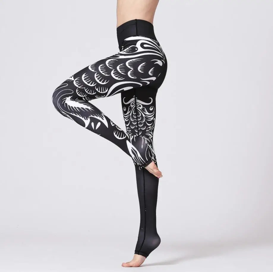 Cloud Hide Yoga Pants Women High Waist Trainer Sports Leggings Long Tights Floral Push Up Running Trouser Workout Tummy Control