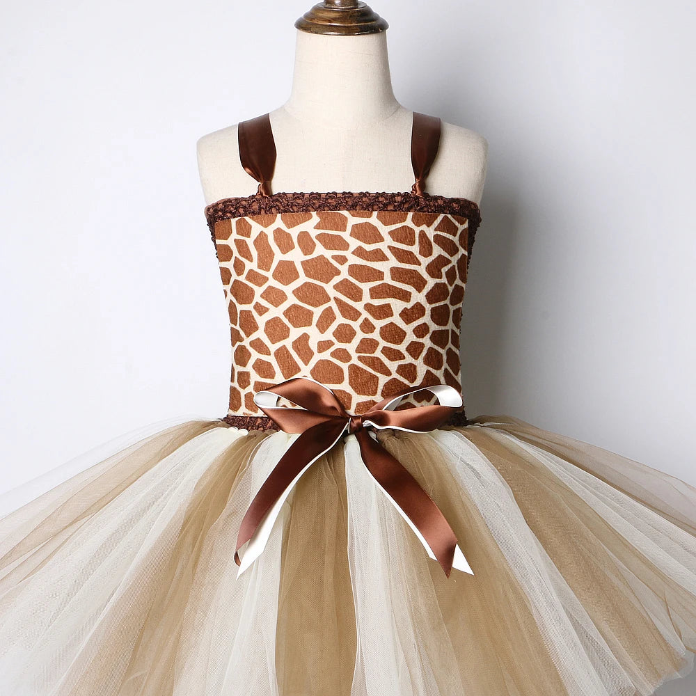 Cute Toddler Girl Giraffe Dress Cartoon Animal Performance Costume Set