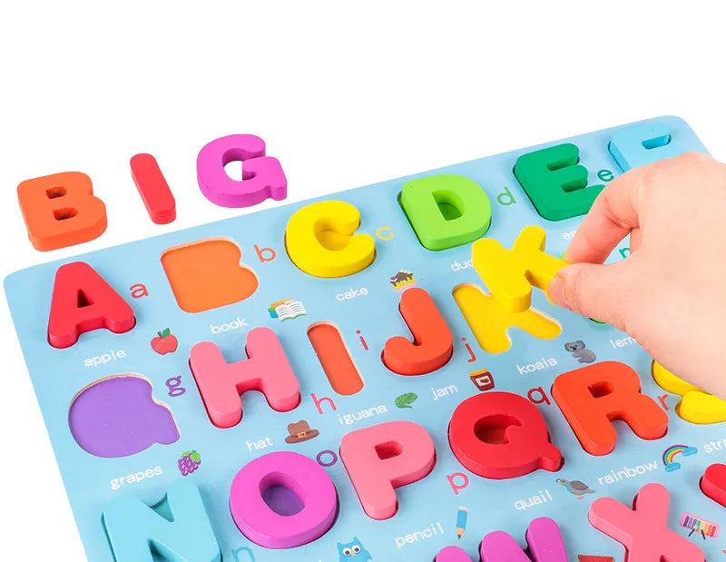 Kids 3D Wooden Puzzle Toys Colorful Number Letter