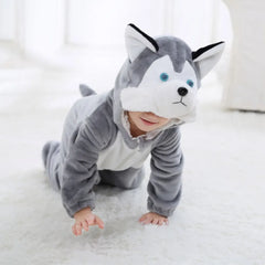 Umorden Baby Husky Dog Costume Kigurumi Cartoon Animal Rompers Infant Toddler Jumpsuit Flannel Halloween Fancy Dress