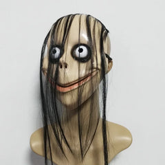 New Halloween Horror With Long Hair MO MO Mask Funny Mask V-shaped Mouth Mask With Hair Female Ghost Mask