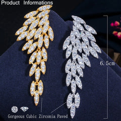 Wedding Earrings Micro Paved Cubic Zirconia Angel Wing Shape Elegant Women Statement Jewelry