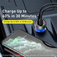 65W USB Car Charger Quick Charge 4.0 3.0 QC4.0 QC3.0 Type C PD Fast Car Charging Charger For iPhone Xiaomi Mobile Phone