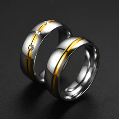 Stainless Steel Ring Surprised Gift  AAA+ CZ Stone Jewelry Never Fade Promise Ring New Fashion Wedding Rings for Couples