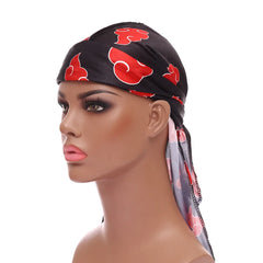 Street Hip-Hop Silky Durags For Men Print Bandana Turban Hat Unisex Doo Durag