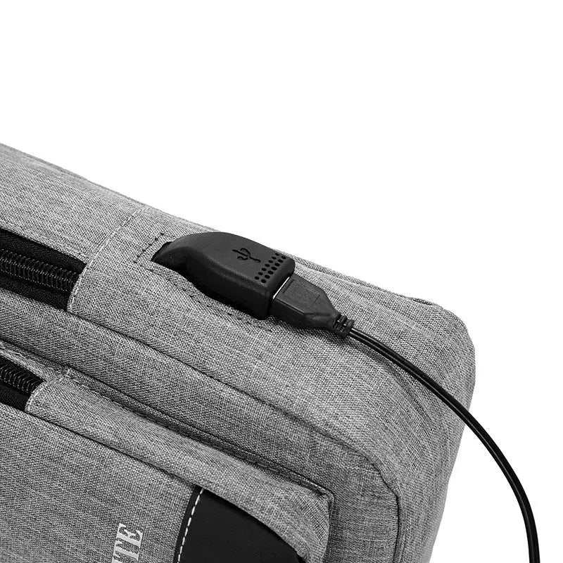 Casual Oxford Men's Chest Bag with USB Charging Port