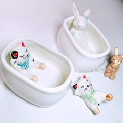 Ceramic Paint Cleaning Pen Bucket 3 Sets of Paint Palette Tray Wash Pen Holder Watercolor Gouache Acrylic Painting Art Supplies